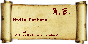 Modla Barbara névjegykártya